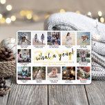 Tarjeta Festiva Con Relieve Metalizado 12 Collage de fotos y leyenda ¡Qué año!<br><div class="desc">¡Qué año para recordar! Envíe elegantes saludos alegres y comparta 12 de sus fotos favoritas con una tarjeta de vacaciones de Relieve metalizado de de de fotos de personalizado 5x7. El texto de esta plantilla es sencillo de personalizar para incluir cualquier texto como Feliz Navidad, Felices Fiestas, Saludos de Temporadas,...</div>