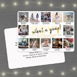 Tarjeta Festiva Con Relieve Metalizado 12 Collage de fotos y leyenda ¡Qué año!<br><div class="desc">¡Qué año para recordar! Envíe elegantes saludos alegres y comparta 12 de sus fotos favoritas con una tarjeta de vacaciones de Relieve metalizado de de de fotos de personalizado 5x7. El texto de esta plantilla es sencillo de personalizar para incluir cualquier texto como Feliz Navidad, Felices Fiestas, Saludos de Temporadas,...</div>