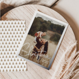 Tarjeta Festiva Con Relieve Metalizado 1 Guión manuscrito fotográfico Feliz Navidad