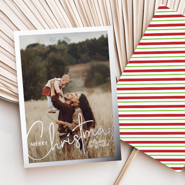 Tarjeta Festiva Con Relieve Metalizado 1 Guión manuscrito fotográfico Feliz Navidad (Subido por el creador)