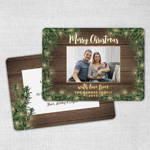 Tarjeta Festiva Con Relieve Metalizado 1 Navidades de fotografía vegetación, madera y luc