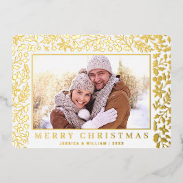 Tarjeta Festiva Con Relieve Metalizado 2 Navidades Elegantes Foliage Gold