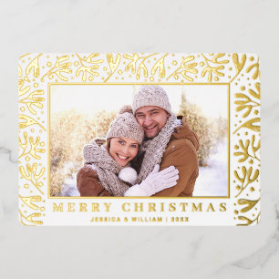Tarjeta Festiva Con Relieve Metalizado 2 Navidades Elegantes Foliage Gold