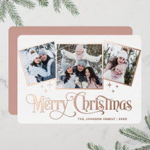 3 FOTO Sparkle Merry Christmas Greaming Gold