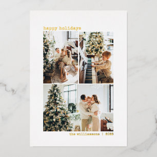 Tarjeta Festiva Con Relieve Metalizado 4 Colage de Fotos Máquina de Escribir Escandinavo 