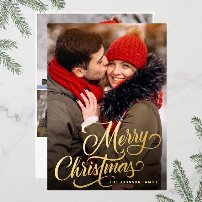 Tarjeta Festiva Con Relieve Metalizado 4 FOTO Sparkle Merry Christmas Greaming Gold (Subido por el creador)