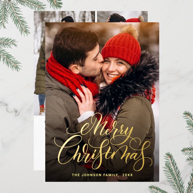 Tarjeta Festiva Con Relieve Metalizado 4 FOTO Sparkle Merry Christmas Greaming Gold (Subido por el creador)