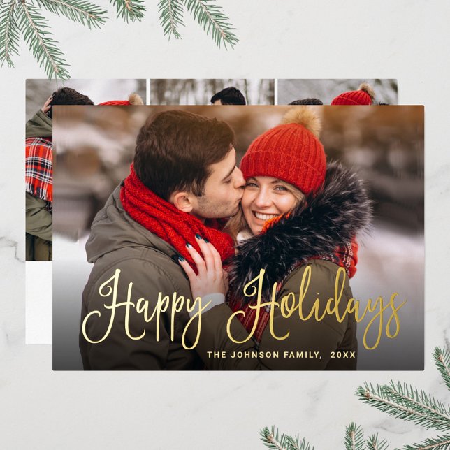 Tarjeta Festiva Con Relieve Metalizado 4 FOTOS Sparkle Navidades modernos saludan el oro (Subido por el creador)