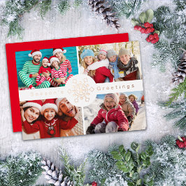 TARJETA FESTIVA CON RELIEVE METALIZADO 4 NAVIDADES COLLAGES DE FOTOS