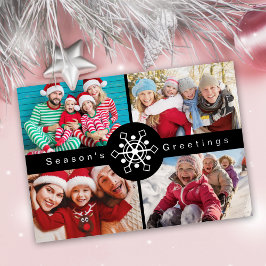 TARJETA FESTIVA CON RELIEVE METALIZADO 4 NAVIDADES COLLAGES DE FOTOS