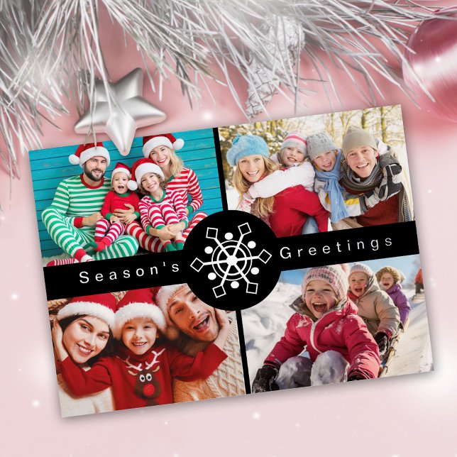 TARJETA FESTIVA CON RELIEVE METALIZADO 4 NAVIDADES COLLAGES DE FOTOS (Subido por el creador)