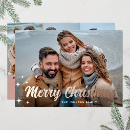 Tarjeta Festiva Con Relieve Metalizado 4 Rosa del saludo navideño de la espuma de la foto