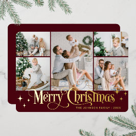 Tarjeta Festiva Con Relieve Metalizado 5 FOTOGRAFÍA Sparkle Merry Christmas Gold