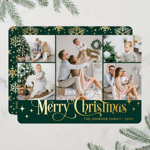 Tarjeta Festiva Con Relieve Metalizado 5 FOTOGRAFÍA Sparkle Merry Christmas Gold
