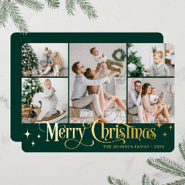 Tarjeta Festiva Con Relieve Metalizado 5 FOTOGRAFÍA Sparkle Merry Christmas Gold