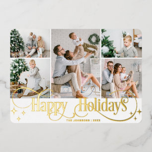 Tarjeta Festiva Con Relieve Metalizado 5 FOTOGRAFÍA Sparkle Merry Christmas Gold