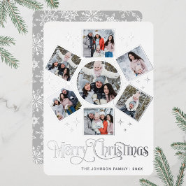 Tarjeta Festiva Con Relieve Metalizado 7 FOTO Sparkle Merry Christmas Grey