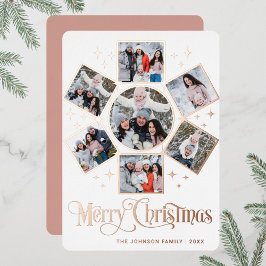 Tarjeta Festiva Con Relieve Metalizado 7 Rosa del saludo navideño de la espuma de la foto