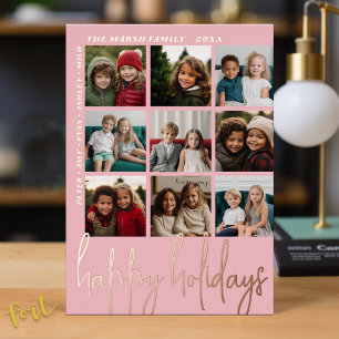 Tarjeta Festiva Con Relieve Metalizado 9 Desplazamiento de fotos - Feliz guión de vacacio