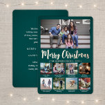 Tarjeta Festiva Con Relieve Metalizado 9 Foto Collage Verde azulado Verde Feliz Navidad M<br><div class="desc">Envíe elegantes saludos alegres y comparta 9 de sus fotos favoritas con una tarjeta de vacaciones de Relieve metalizado de oro verde azulado y rosa de un collage de fotos personalizado. Todo el texto de esta plantilla es sencillo para el personalizar de incluir cualquier texto, como Feliz Navidad, Felices Fiestas,...</div>