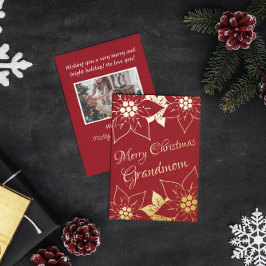 Tarjeta Festiva Con Relieve Metalizado Abuela Elegante Vintage Feliz Navidad