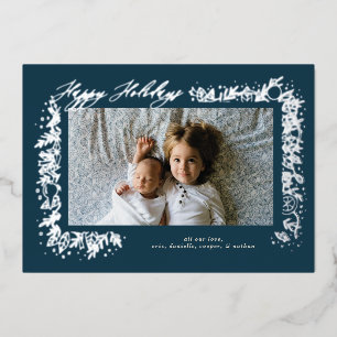 Tarjeta Festiva Con Relieve Metalizado Adorno Nostálgico de Plata Bonito para Fiestas