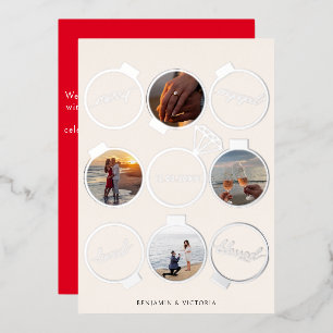 Tarjeta Festiva Con Relieve Metalizado Adornos Felices y Comprometidos con Múltiples Foto