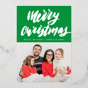 Tarjeta Festiva Con Relieve Metalizado  AGREGA TU FOTO   Feliz Navidad Foil Día Festivo A