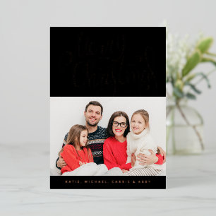 Tarjeta Festiva Con Relieve Metalizado AGREGA TU FOTO Feliz Navidad Foil Fiesta Navide