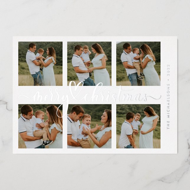 Tarjeta Festiva Con Relieve Metalizado AGREGAR TU FOTO | Feliz Navidad (Anverso)