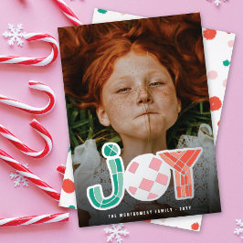 Tarjeta Festiva Con Relieve Metalizado Alegre Foto Geométrica Moderna Colorida y Abultada