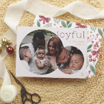 Tarjeta Festiva Con Relieve Metalizado Alegre | Navidades de fotografía de la segunda ron<br><div class="desc">¡Dale a tus Navidades cartas un brillo con oro real, plata o Relieve metalizado de oro subió! ¡Difundan alegría por las vacaciones con esta moda y elegante tarjeta de Relieve metalizado para Navidades! Con dos fotos redondas, el diseño le da un toque moderno a sus momentos familiares favoritos. La foto...</div>