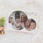 Tarjeta Festiva Con Relieve Metalizado Alegre | Navidades de fotografía de la segunda ron<br><div class="desc">¡Dale a tus Navidades cartas un brillo con oro real, plata o Relieve metalizado de oro subió! ¡Difundan alegría por las vacaciones con esta moda y elegante tarjeta de Relieve metalizado para Navidades! Con dos fotos redondas, el diseño le da un toque moderno a sus momentos familiares favoritos. La foto...</div>