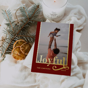 Tarjeta Festiva Con Relieve Metalizado Alegre y oscuro Borgoña Audaz foto de tipografía