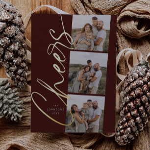 Tarjeta Festiva Con Relieve Metalizado Alegres rojos Navidades moderados y elegantes de e