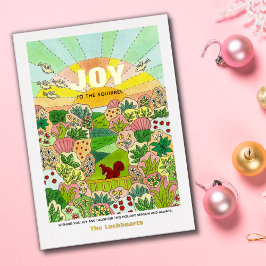 Tarjeta Festiva Con Relieve Metalizado Alegría Ardilla No Tradicional