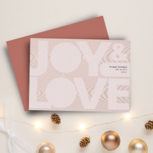 Tarjeta Festiva Con Relieve Metalizado Alegría Geométrica Simple Amor Rosa Oro Suave