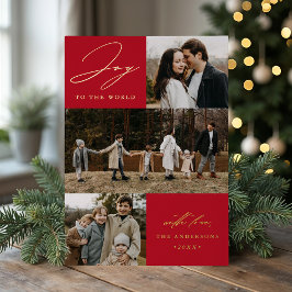 Tarjeta Festiva Con Relieve Metalizado Alegría moderna al mundo rojo 4 foto