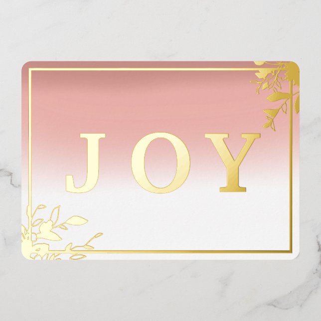 Tarjeta Festiva Con Relieve Metalizado Alegría moderna rosa y acuarela dorada (Anverso)