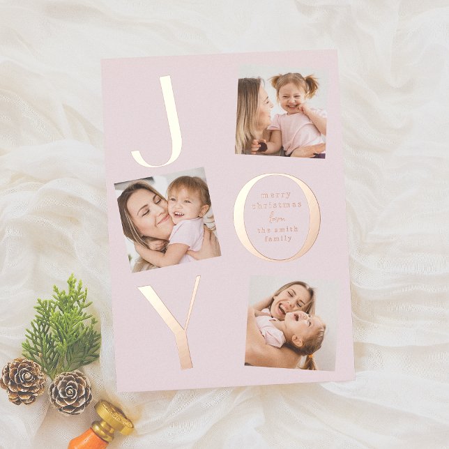 Tarjeta Festiva Con Relieve Metalizado Alegría | Navidades de fotografía modernos de colo (Subido por el creador)