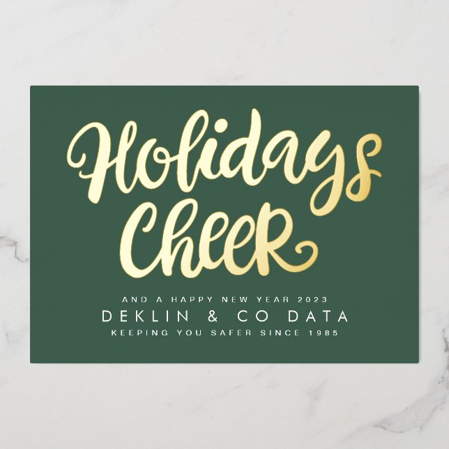 Tarjeta Festiva Con Relieve Metalizado Alegría navideña en el Green Premium Gold Business (Anverso)