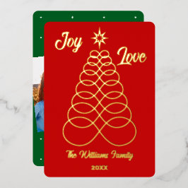 Tarjeta Festiva Con Relieve Metalizado Alegría y amor - Infinito amor Árbol de Navidad - 