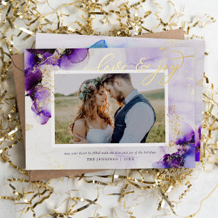 Tarjeta Festiva Con Relieve Metalizado Amethyst and Gold Glam 2 Photo
