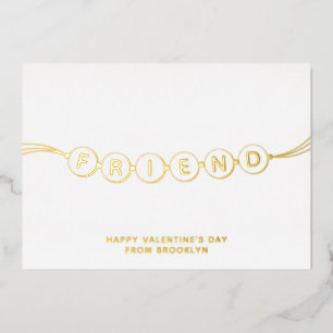 Tarjeta Festiva Con Relieve Metalizado Amigo lindo El día de San Valentín de pulsera de a