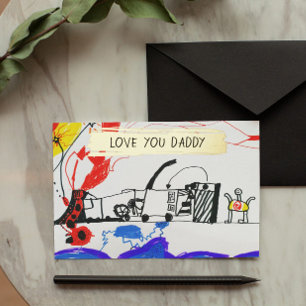 Tarjeta Festiva Con Relieve Metalizado Añadir el día del padre del dibujo y la foto del P