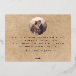 Tarjeta Festiva Con Relieve Metalizado Añadir una foto de escritura moderna mínima Rustic
