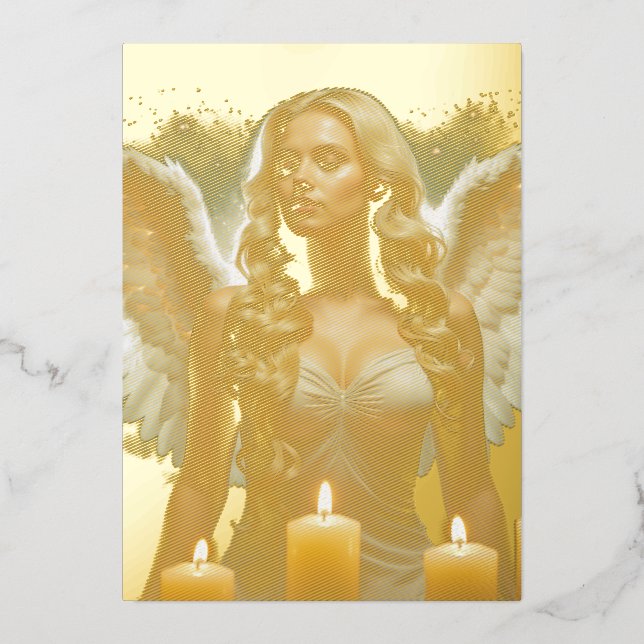 TARJETA FESTIVA CON RELIEVE METALIZADO ÁNGEL - ÁNGELES (Anverso)