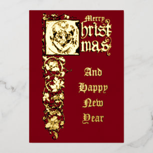 Tarjeta Festiva Con Relieve Metalizado Ángel de la era victoriana Navidad con estrella