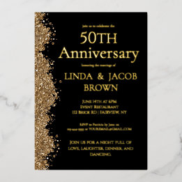 Tarjeta Festiva Con Relieve Metalizado Aniversario de Bodas de Oro número 50 con Brillo F