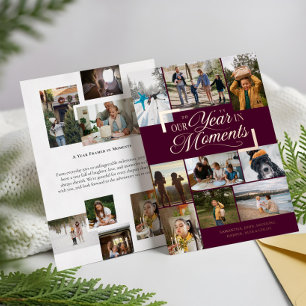 Tarjeta Festiva Con Relieve Metalizado Año en momentos Navidades de Collage de fotos fami